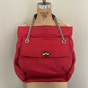 Lanvin Partage Red Handbag Shoulder Bag with Chain Straps